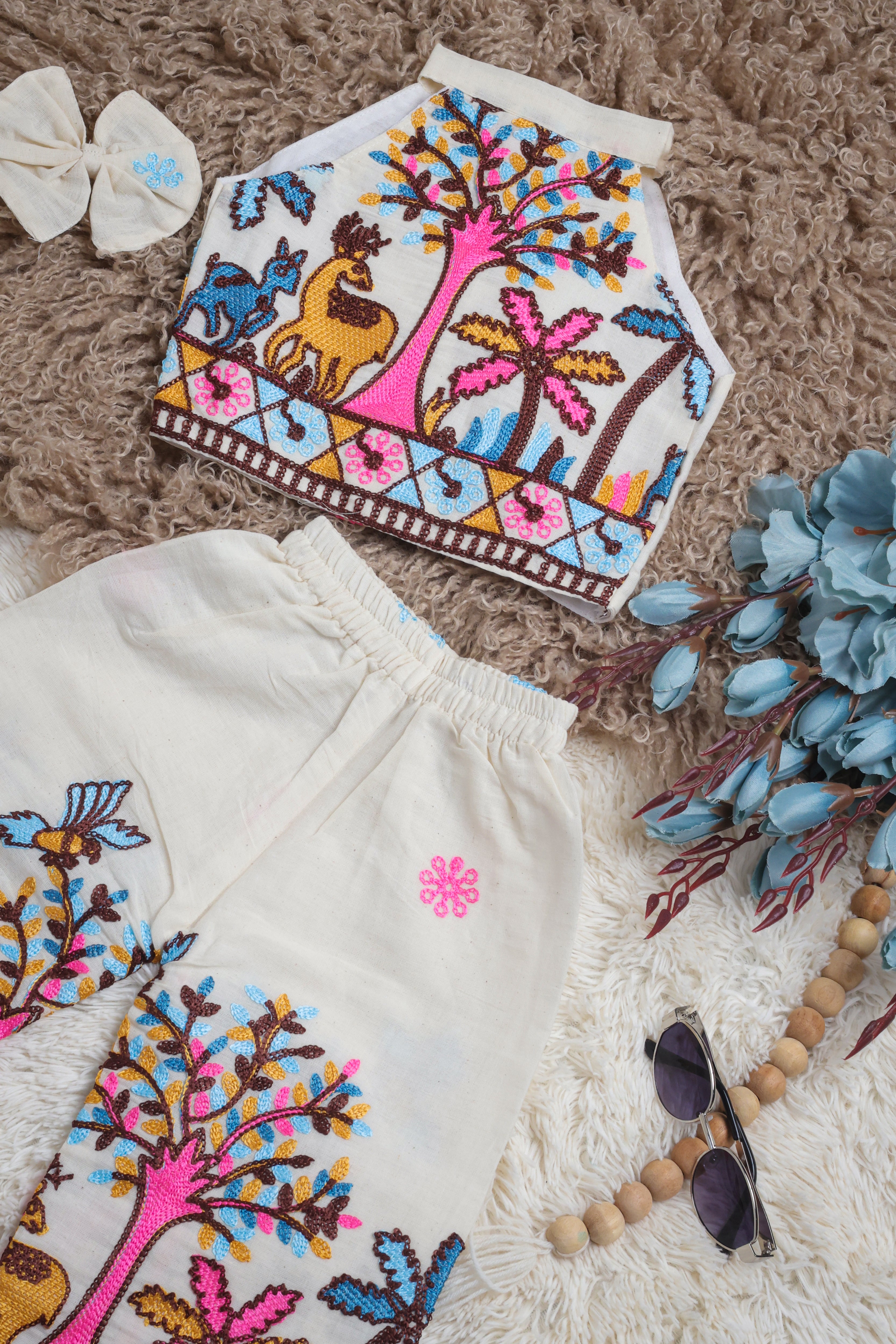 Palm Girls Khadi Cotton Embroidery Outfit Secondary image