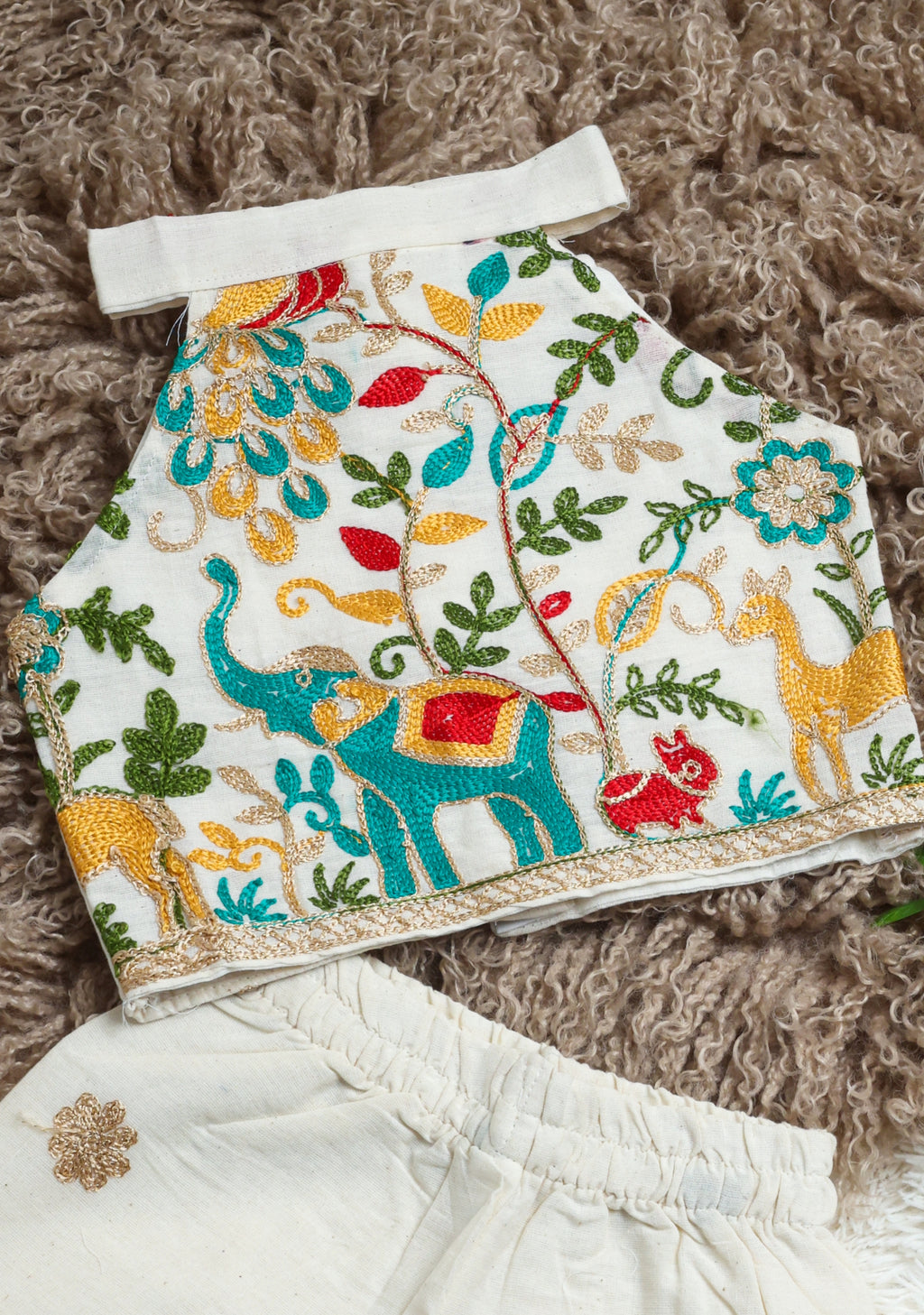 Morni Girls Khadi Cotton Embroidery Outfit