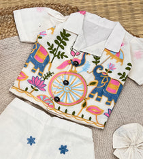 Gajraj Girls Khadi Cotton Co-ord Set with Embroidery