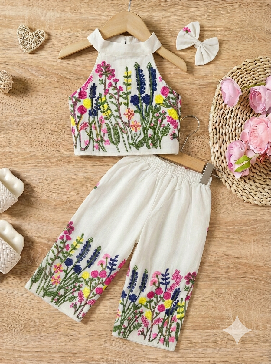 Rang Basanti Girls Khadi Cotton Co-ord Set