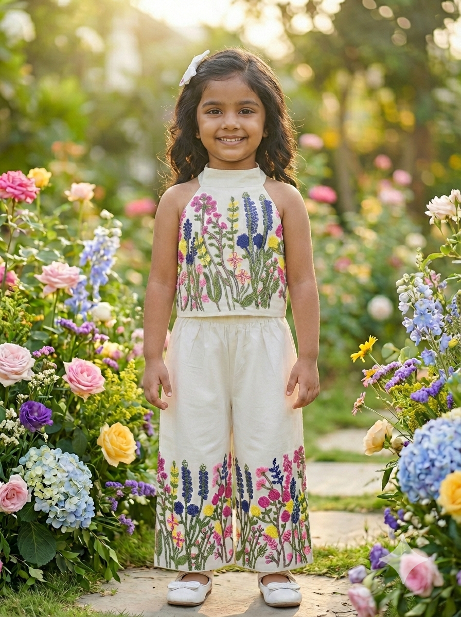 Rang Basanti Girls Khadi Cotton Co-ord Set