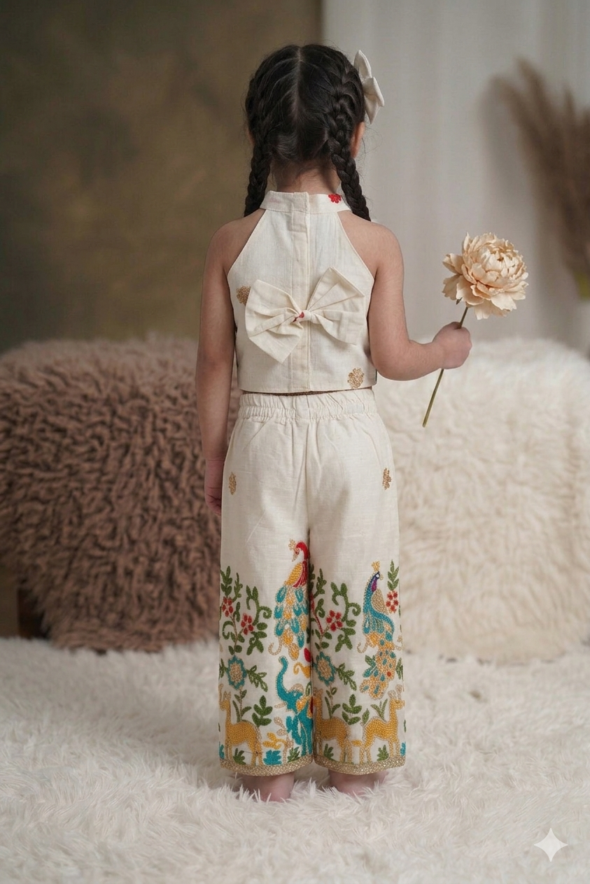 Morni Girls Khadi Cotton Embroidery Outfit Secondary image