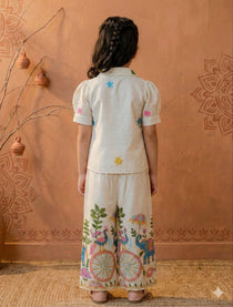 Gajraj Girls Khadi Cotton Co-ord Set with Embroidery