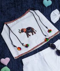 Little Gaj Girls Cambric Cotton Co-ord Set with Hathi Patch