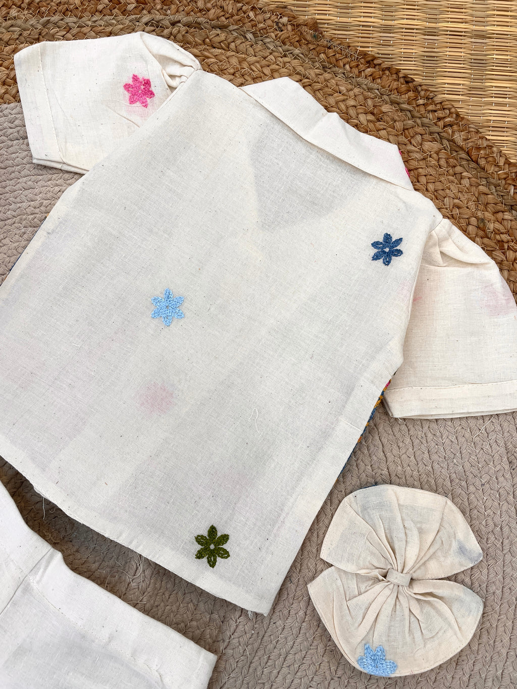 Gajraj Girls Khadi Cotton Co-ord Set with Embroidery